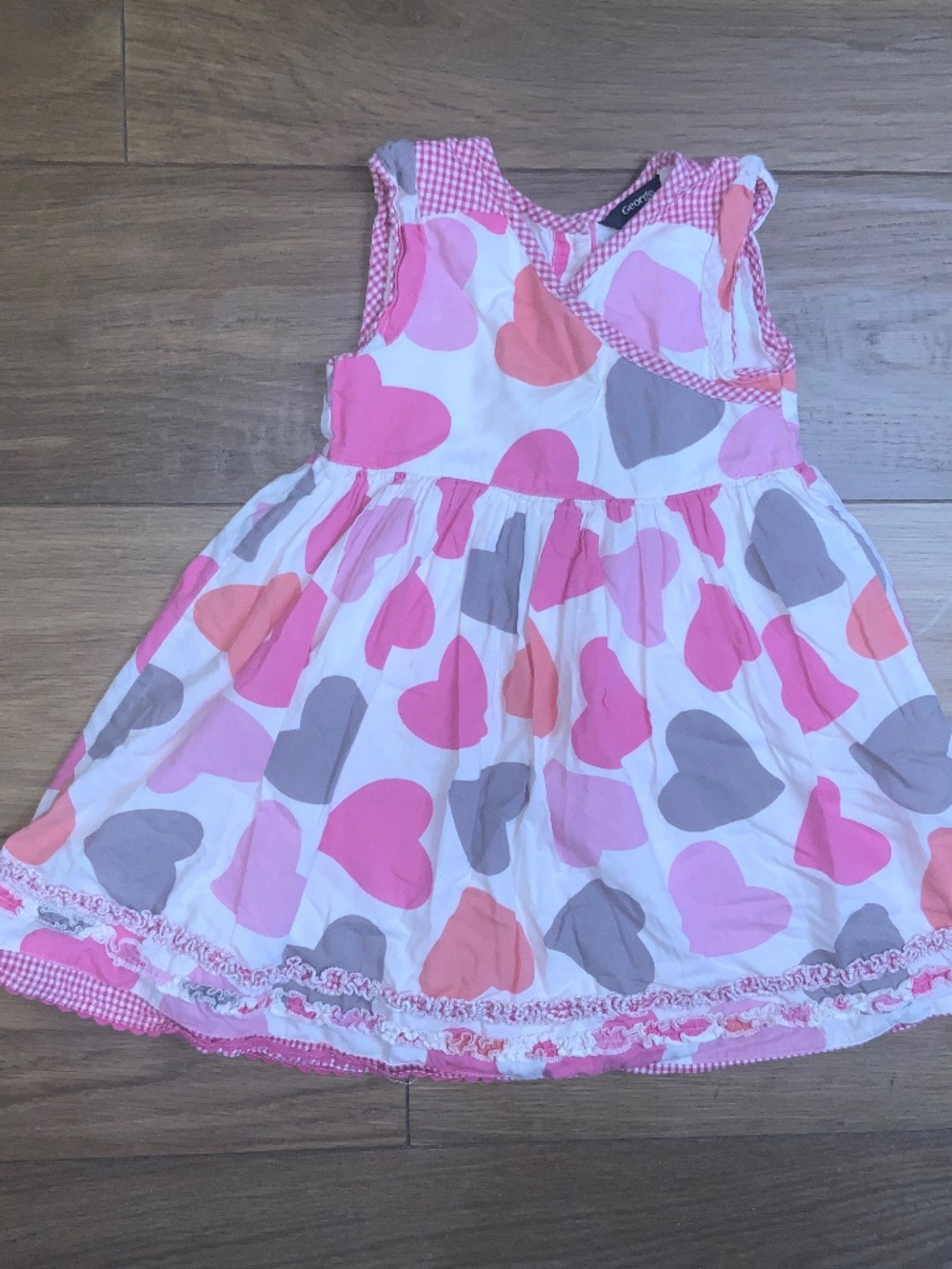 Pink Dress with Hearts and Gingham Pattern Size 2-3